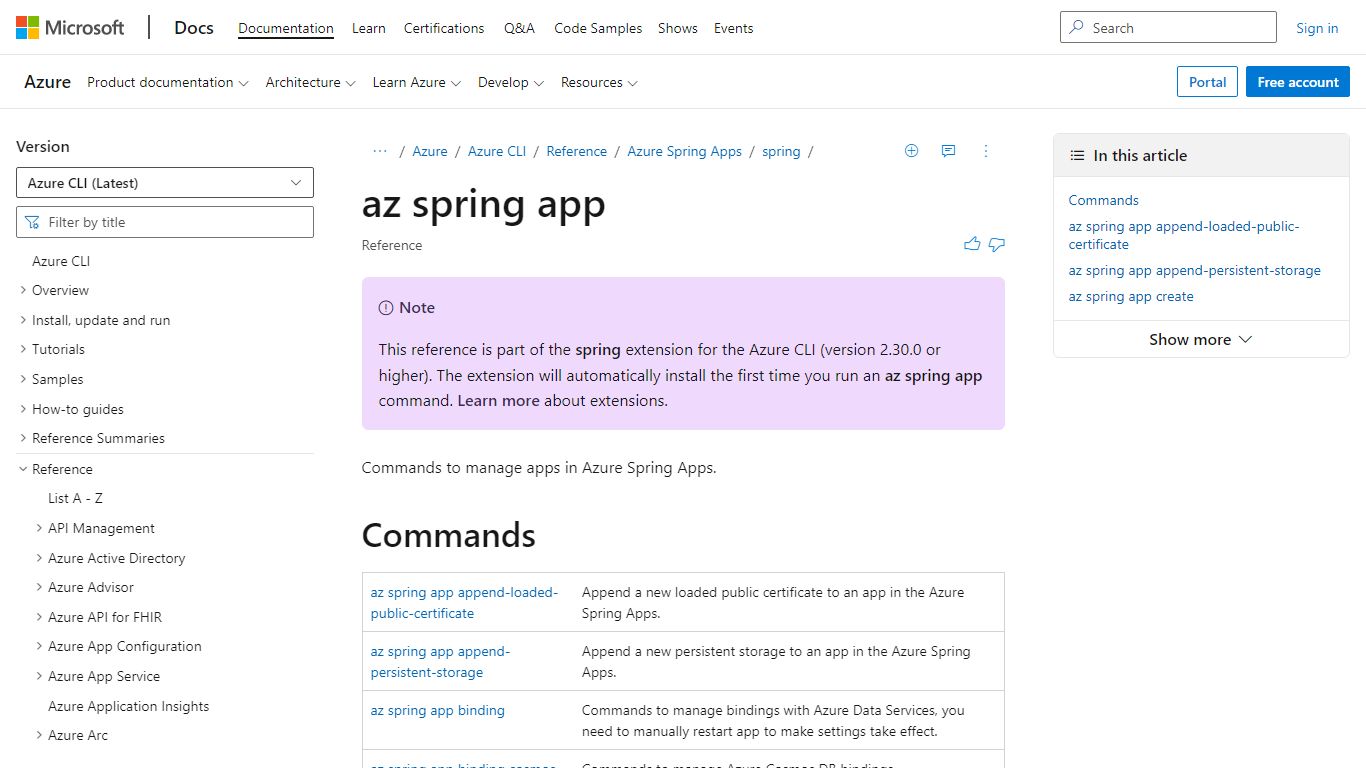 az spring app | Microsoft Docs